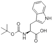 Picture of (S)-2-[(tert-Butoxycarbonyl)amino]-3-(1H-indol-3-yl)propionic acid; N-(tert-Butoxycarbonyl)-L-tryptophan methyl ester; N-Boc-L-tryptophan; N-[(1,1-Dimethylethoxy)carbonyl]-L-tryptophan; N-tert-Butoxyc