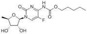 Picture of Capecitabine; 
pentyl 1-((2R,3R,4S,5R)-3,4-dihydroxy-5-methyltetrahydrofuran-2-yl)-5-fluoro-2-oxo-1,2-dihydropyrimidin-4-ylcarbamate