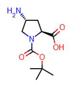 Picture of (2S,4R)-4-amino-1-(tert-butoxycarbonyl)pyrrolidine-2-carboxylic acid