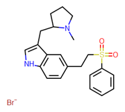 Picture of 3-(((2R)-1-Methyl-2-pyrrolidinyl))methyl)-5-(2-(phenylsulfonyl)ethyl)-1H-indole hydrobromide