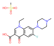 Picture of 1-ethyl-6-fluoro-7-(4-methylpiperazin-1-yl)-4-oxoquinoline-3-carboxylic acid; methanesulfonic acid