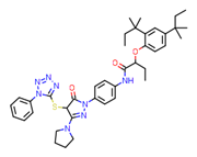 Picture of 2-(2,4-Bis(1,1-dimethylpropyl)phenoxy)-N-(4-(4,5-dihydro-5-oxo-4-((1-phenyl-1H-tetrazol-5-yl)thio)-3-(1-pyrrolidinyl)-1H-pyrazol-1-yl)phenyl)butanamide