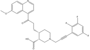 Picture of (3R,4R)-4-[3-(6-methoxyquinolin-4-yl)-3-oxo-propyl]-1-[3-(2,3,5-trifluoro-phenyl)-prop-2-ynyl]-piperidine-3-carboxylic acid