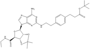 Picture of tert-butyl 3-(4-(2-(6-amino-9-((3aR,4R,6S,6aS)-6-(ethylcarbamoyl)-2,2-dimethyltetrahydrofuro[3,4-d][1,3]dioxol-4-yl)-9H-purin-2-ylamino)ethyl)phenyl)propanoate